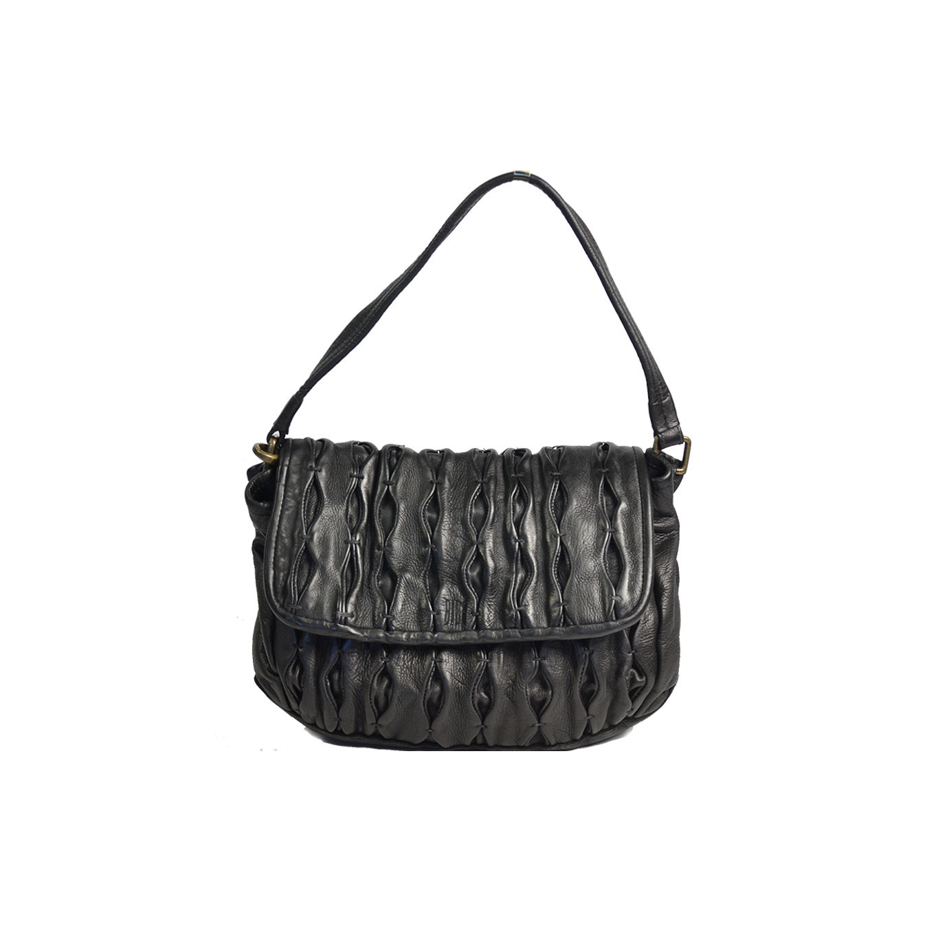 Biba Meyers Sac Besace en Cuir Lavé Sculpté MEE1L Negro