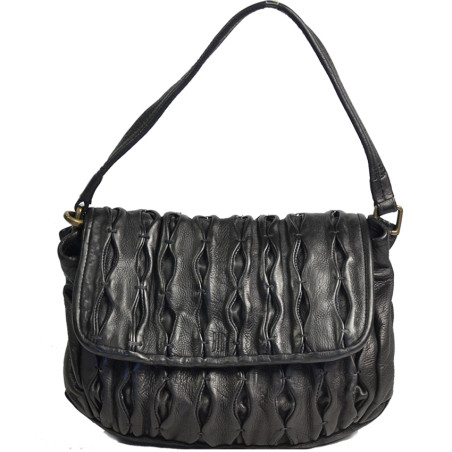 Biba Meyers Washed Sculpted Leather Satchel MEE1L Negro