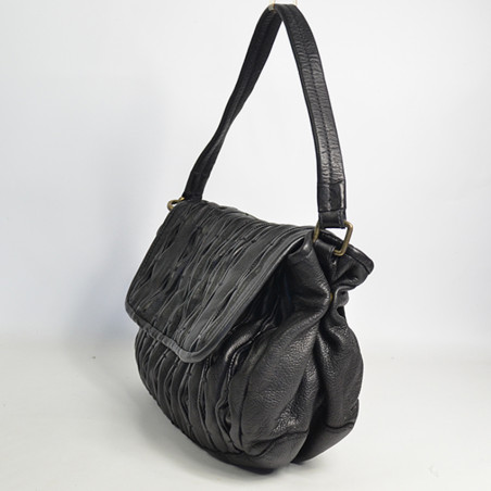 Biba Meyers Washed Sculpted Leather Satchel MEE1L Negro