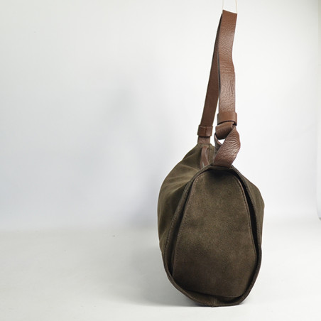 Biba Beaver Sac polochon en Cuir Velours BEV2L Marron Os cote