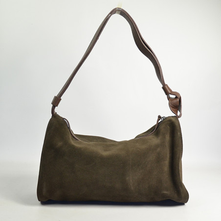 Biba Beaver Sac polochon en Cuir Velours BEV2L Marron Os dos