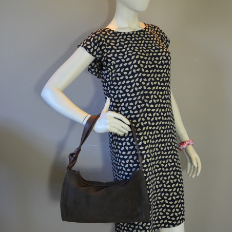 Biba Beaver Velour Leather Satchel BEV2L Fawn Brown