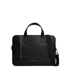 Tommy Hilfiger Th Central Computer Satchel Grainy Effect Bds Black