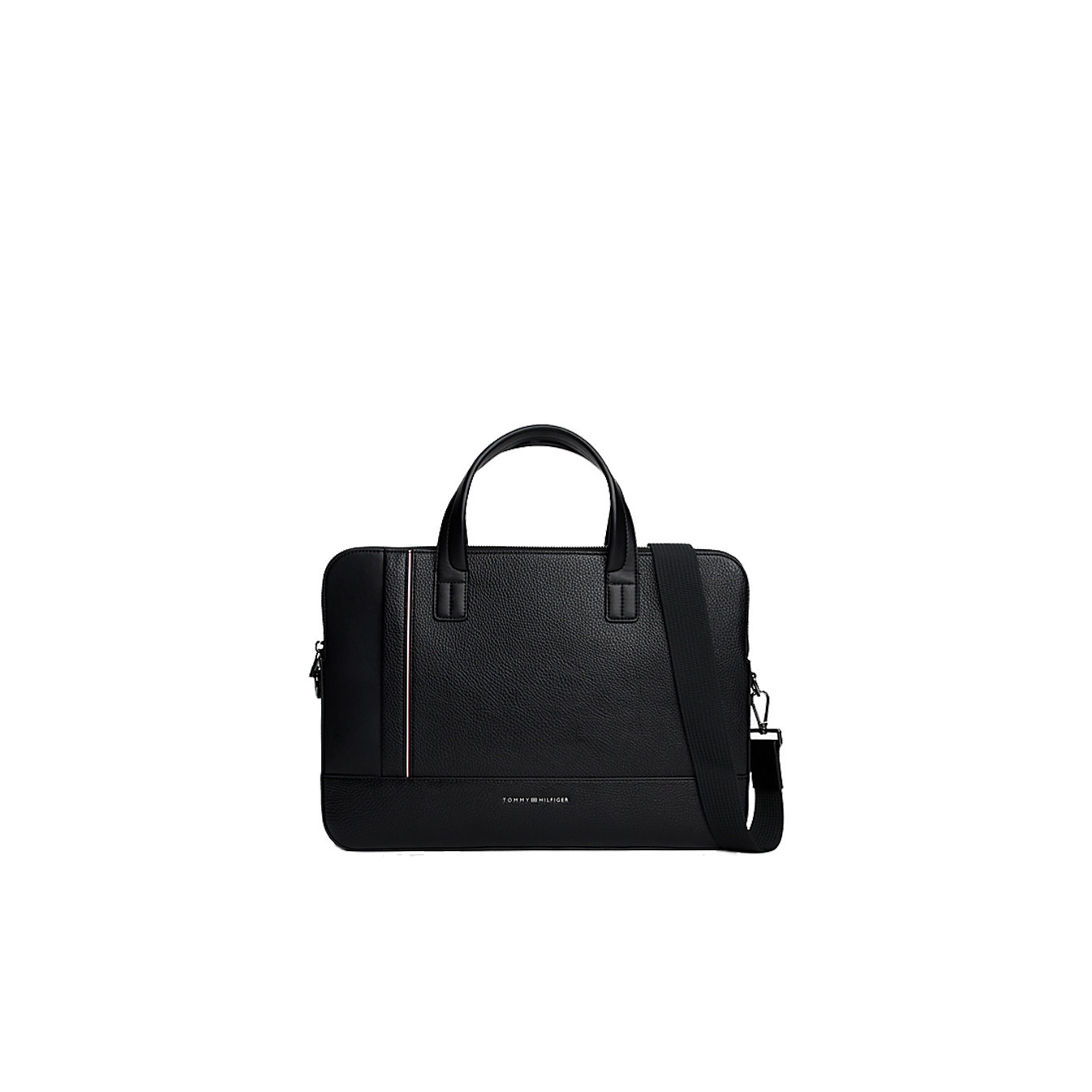 Tommy Hilfiger Th Central Computer Satchel Grainy Effect Bds Black