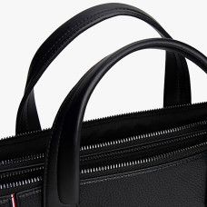 Tommy Hilfiger Th Central Computer Satchel Grainy Effect Bds Black