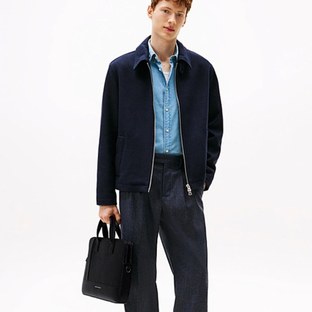Tommy Hilfiger Th Central Computer Satchel Grainy Effect Bds Black
