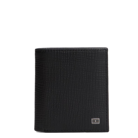 Tommy Hilfiger TH Flag Saffiano Leather 3-Section Wallet BDS Black