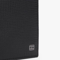 Tommy Hilfiger TH Flag Saffiano Leather 3-Section Wallet BDS Black