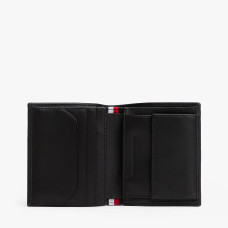 Tommy Hilfiger TH Flag Saffiano Leather 3-Section Wallet BDS Black