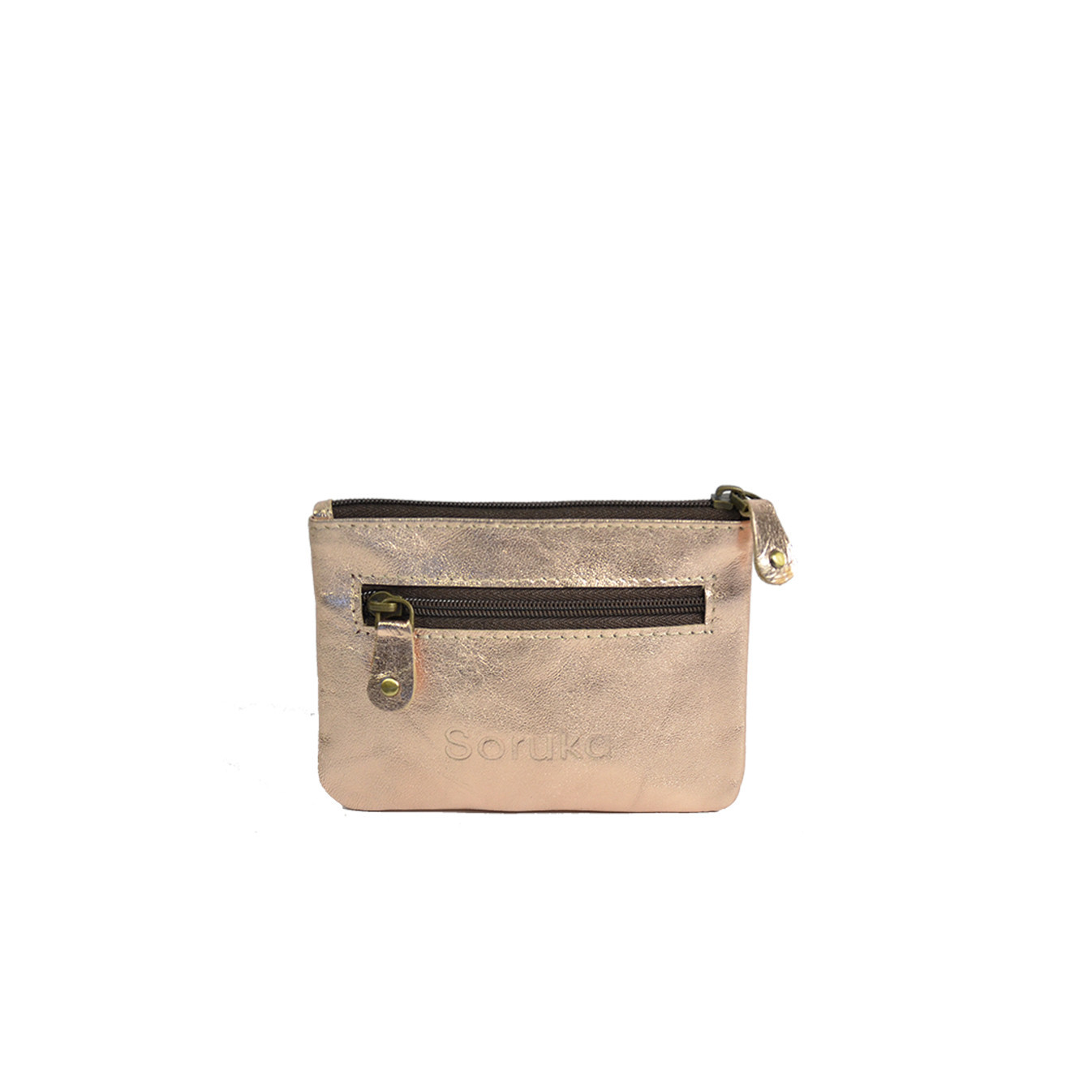 Soruka Josephine Compact Coin Purse Rose Gold Leather