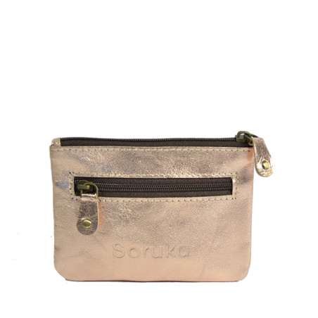 Soruka Josephine Compact Coin Purse Rose Gold Leather