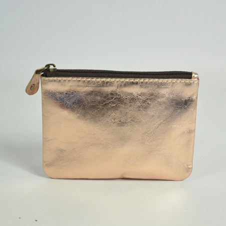 Soruka Josephine Compact Coin Purse Rose Gold Leather