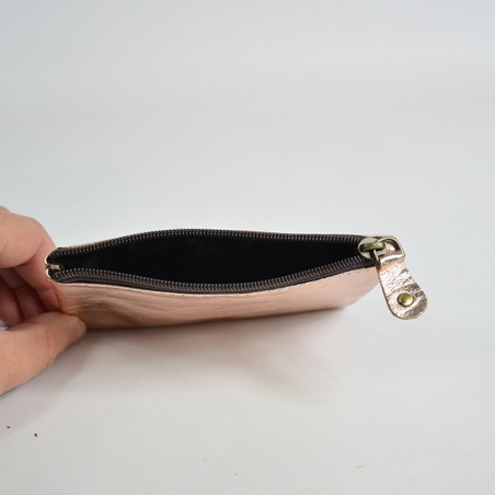Soruka Josephine Compact Coin Purse Rose Gold Leather
