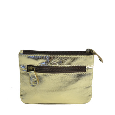 Soruka Josephine Compact Coin Purse Gold Leather