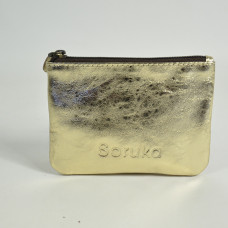 Soruka Josephine Compact Coin Purse Gold Leather