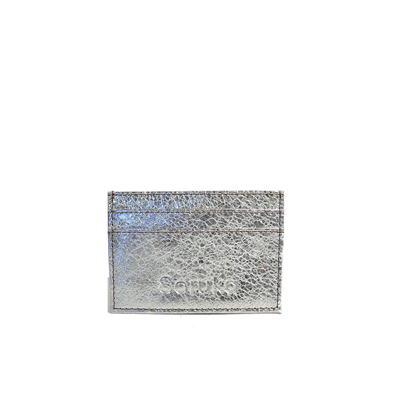 Soruka Junes Compact Card Holder Silver Leather