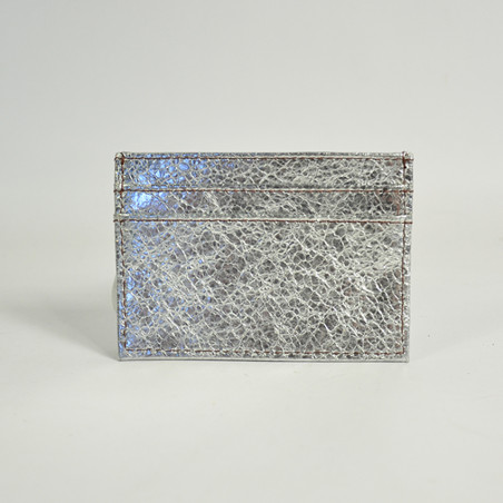 Soruka Junes Compact Card Holder Silver Leather