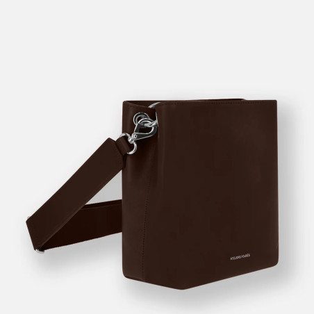 Ateliers Fourès Alceste Mini Sac Seau Bandoulière H600 Café de face