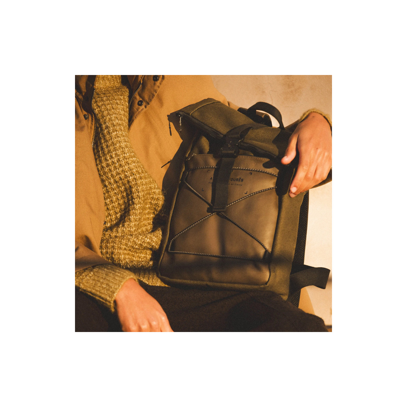 Ateliers Fourès Aristote Laced Backpack R475 Khaki