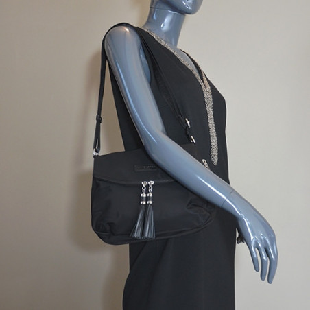 Lancaster Basic Pompon Sac Porté Epaule 514-91 Noir porté
