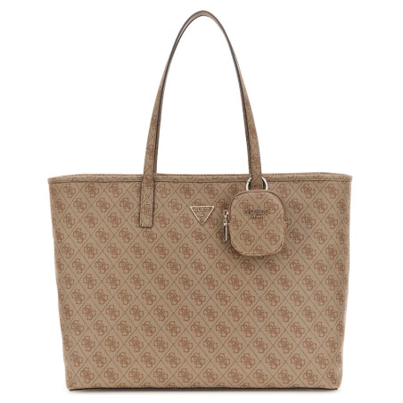 Guess Power Play II Sac Shopping et Pochette 2 en 1 Ltl Latte Logo face
