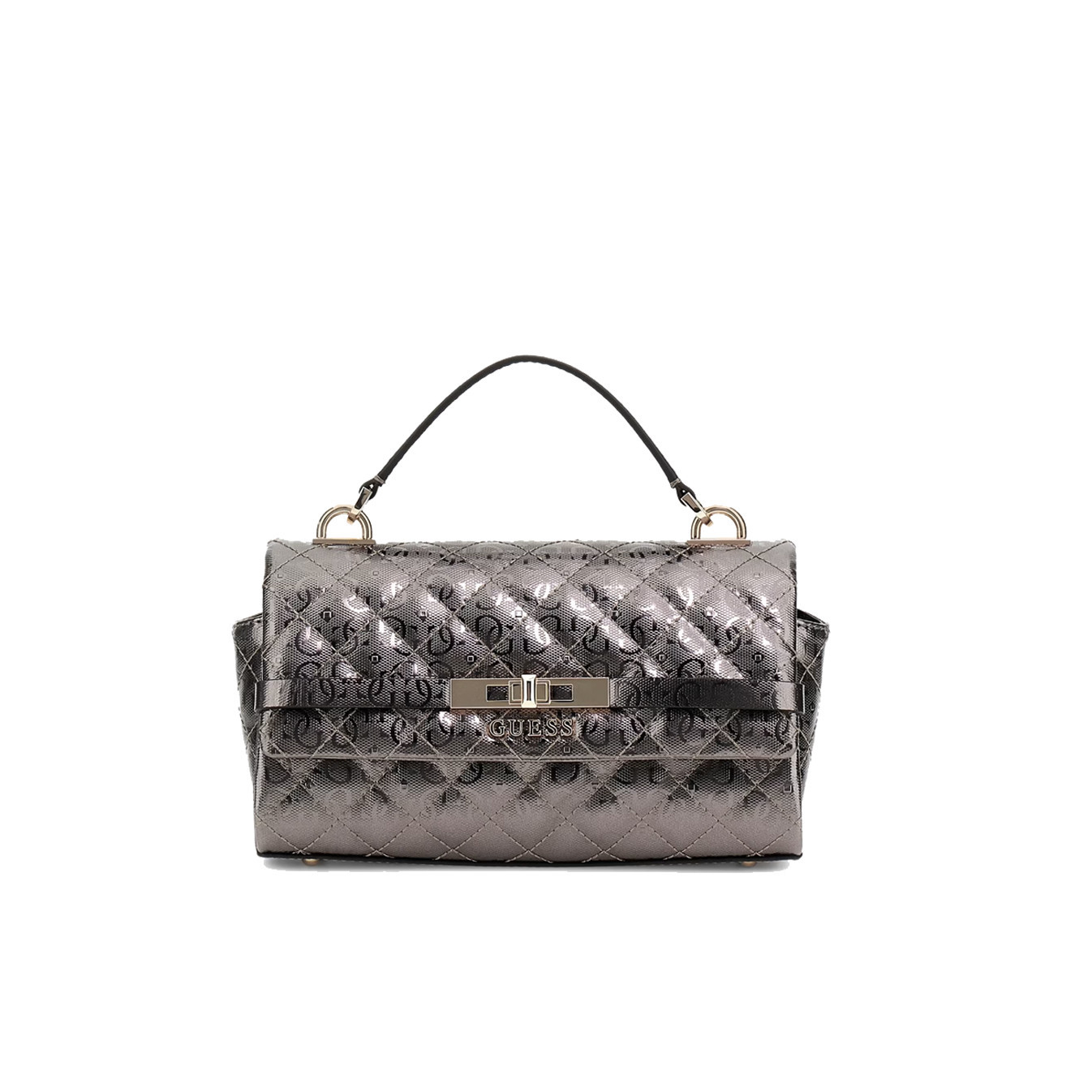 Guess Idra Mini Handbag Quilted With Logo 4G Pewter