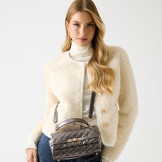 Guess Idra Mini Handbag Quilted With Logo 4G Pewter
