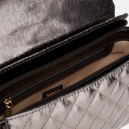 Guess Idra Mini Handbag Quilted With Logo 4G Pewter