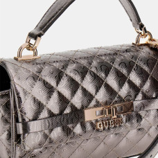 Guess Idra Mini Handbag Quilted With Logo 4G Pewter