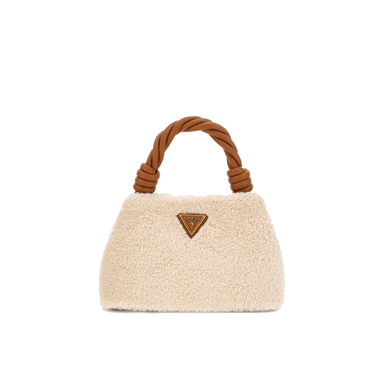 Guess Shaida Mini Handbag Faux Fur Ntc Cream