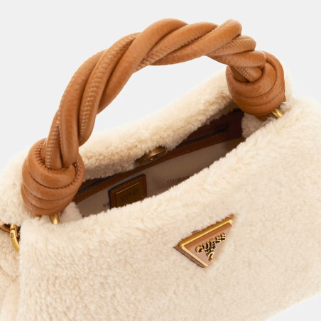 Guess Shaida Mini Handbag Faux Fur Ntc Cream