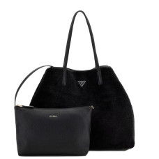 Guess Victtoria Shopping Bag and Detachable Faux Fur Pouch NTC Black