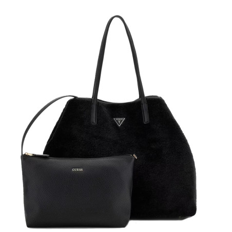 Guess Victtoria Shopping Bag and Detachable Faux Fur Pouch NTC Black