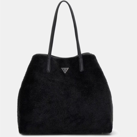 Guess Victtoria Shopping Bag and Detachable Faux Fur Pouch NTC Black
