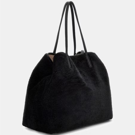 Guess Victtoria Shopping Bag and Detachable Faux Fur Pouch NTC Black
