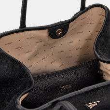 Guess Victtoria Shopping Bag and Detachable Faux Fur Pouch NTC Black