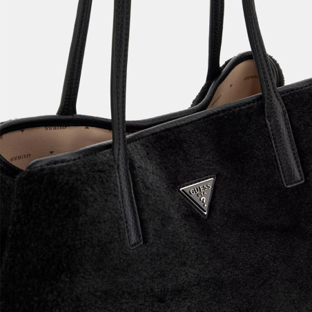 Guess Victtoria Shopping Bag and Detachable Faux Fur Pouch NTC Black