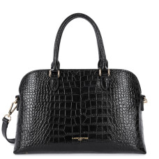 Lancaster Exo Large Demi Lune Croco Handbag 524-114 Black