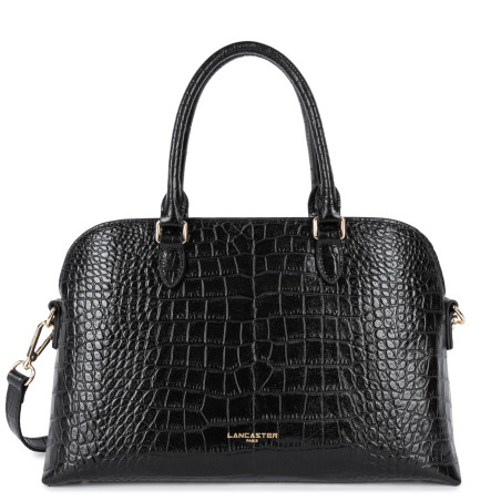 Lancaster Exo Large Demi Lune Croco Handbag 524-114 Black