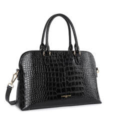 Lancaster Exo Large Demi Lune Croco Handbag 524-114 Black