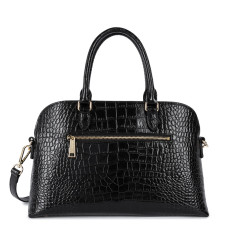 Lancaster Exo Large Demi Lune Croco Handbag 524-114 Black