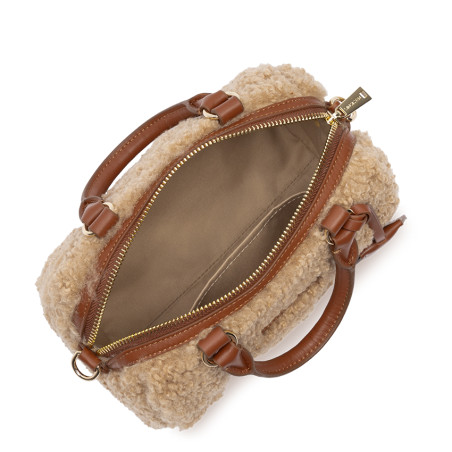 Lancaster Moumoute Mini Sac Polochon 518-053 Cognac ouvert