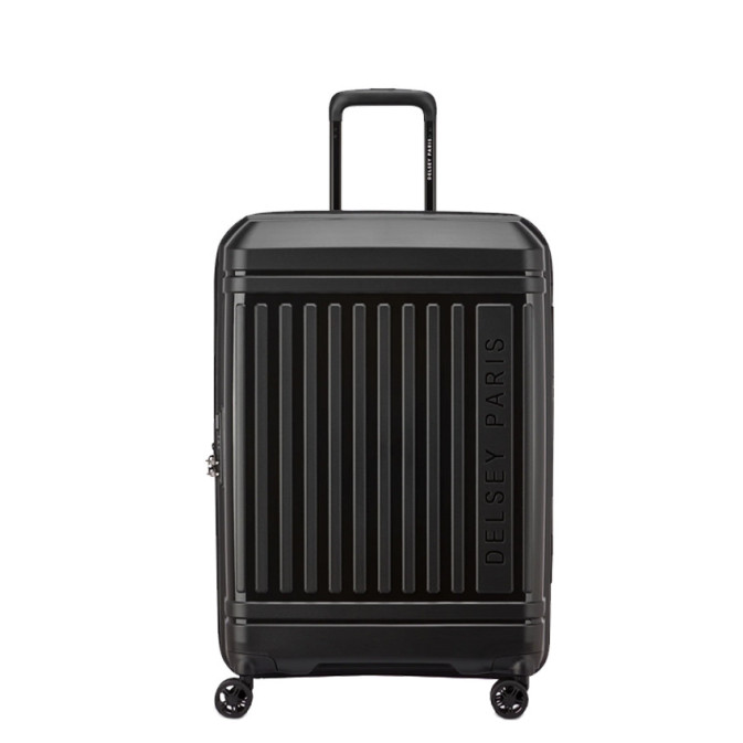 Delsey Lutece Extendable Suitcase M 4 Wheels 68 CM TSA Black