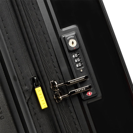 Delsey Lutece Extendable Suitcase M 4 Wheels 68 CM TSA Black