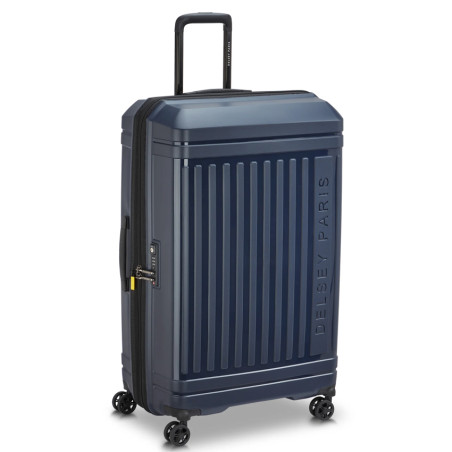 Delsey Lutece Valise L Extensible 4 Roues 79 CM TSA Bleu côté