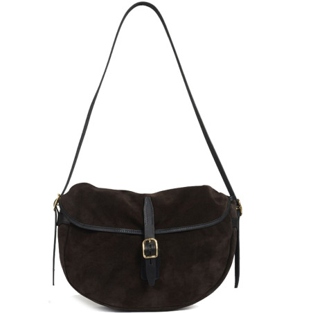 Bleu de Chauffe Fisherman's Musette Half Moon Bag Margot Velvet Lea...