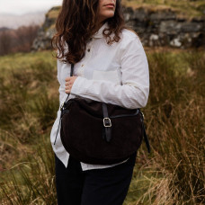 Bleu de Chauffe Fisherman's Musette Half Moon Bag Margot Velvet Lea...