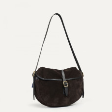 Bleu de Chauffe Fisherman's Musette Half Moon Bag Margot Velvet Lea...