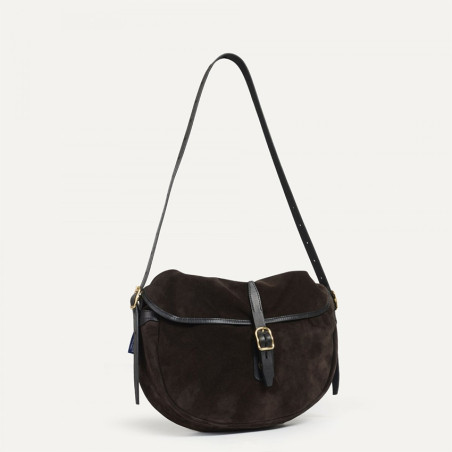 Bleu de Chauffe Fisherman's Musette Half Moon Bag Margot Velvet Lea...