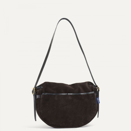 Bleu de Chauffe Fisherman's Musette Half Moon Bag Margot Velvet Lea...